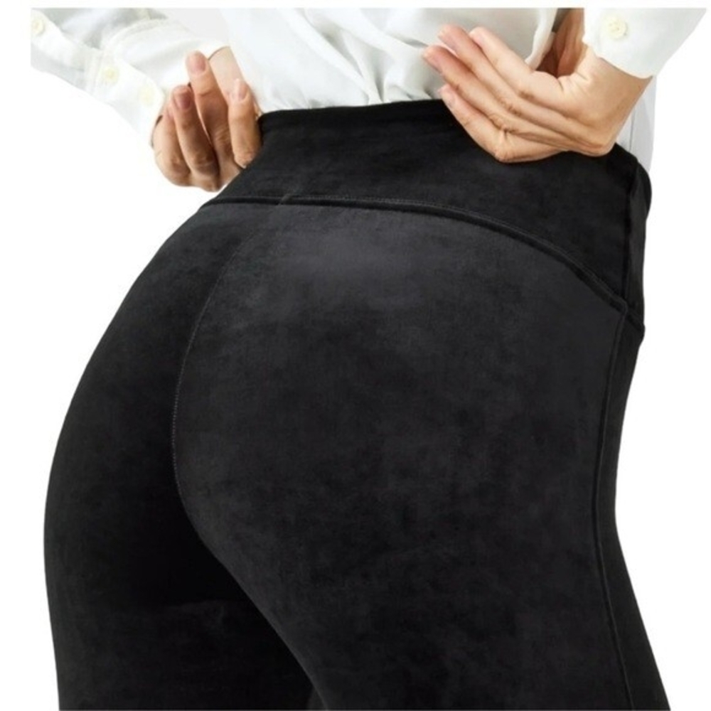 SPANX Up & Coming Black Velvet Slimming Pull-On Leggings Womens Sz Small EXC